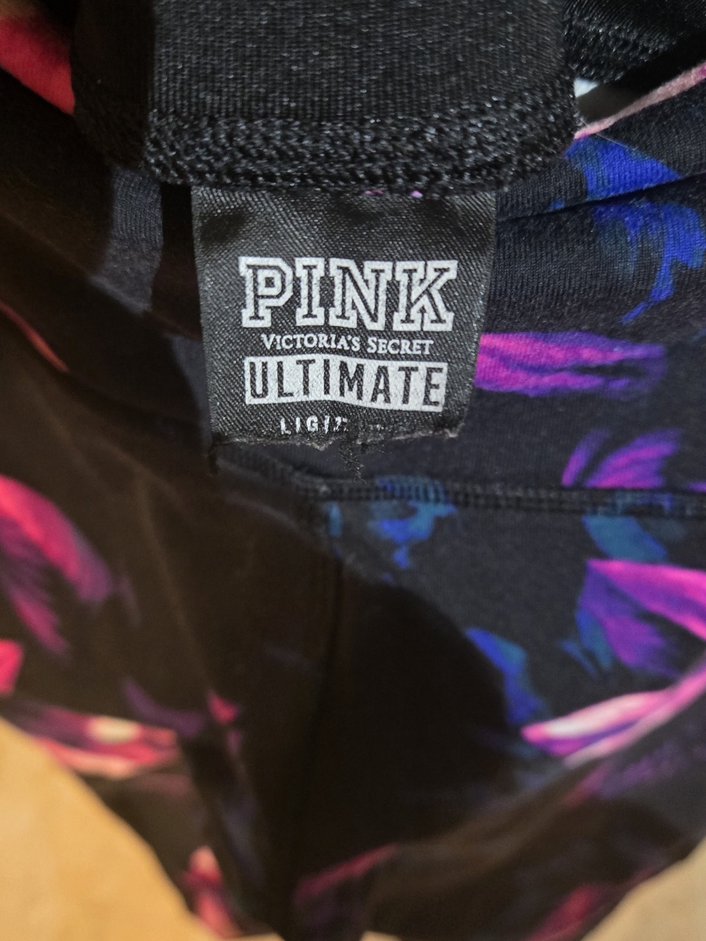 PINK Victoria's Secret Black Leggings with Pink & Purple Floral Print - Picture 3 of 3